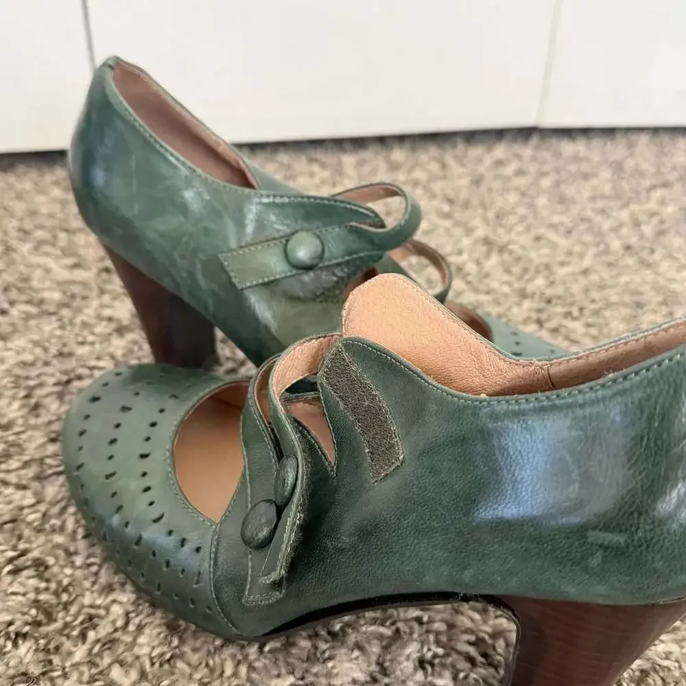 Miz Mooz Vintage Leather Mary Jane Heels in green